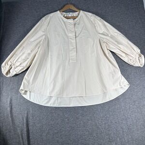 Banana Republic Cotton Adilah Poplin Popover Tunic Top Lagenlook Oversized SZ XL